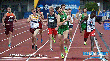 Oregon senior Mac Fleet leaned at the finish line in the 1,500 meters, just to ensure he defended his NCAA title.