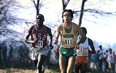 Salazar leads Rono breaking away from the field